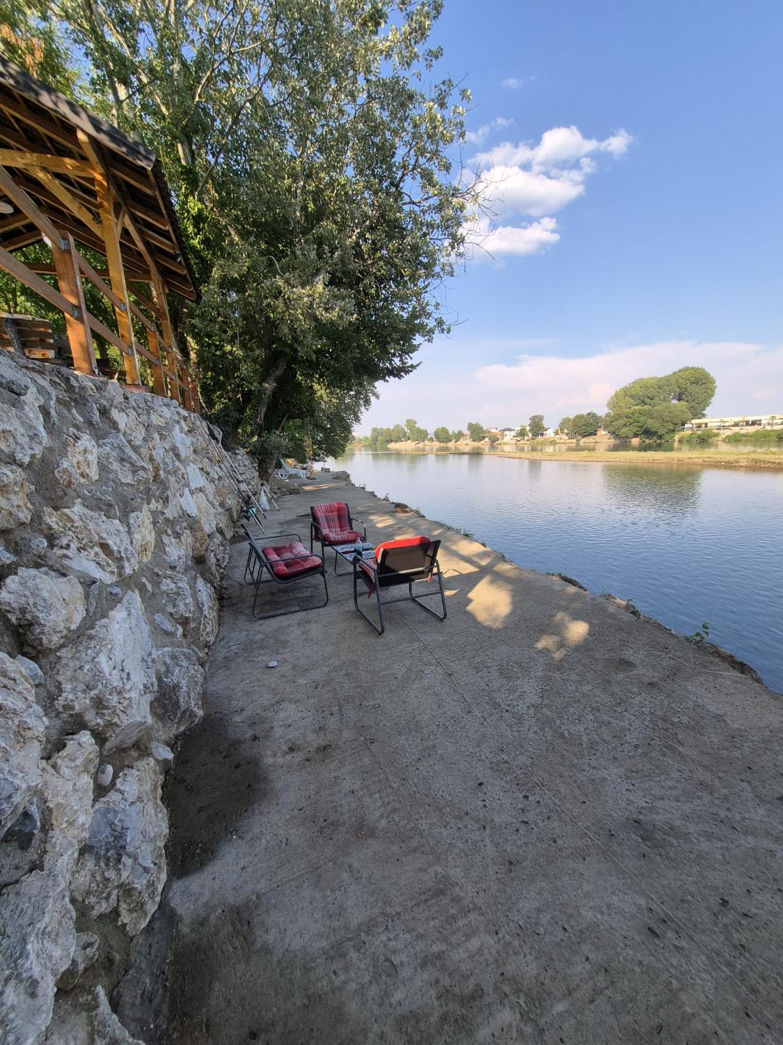 Riverside seating area